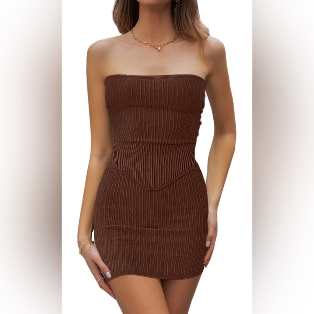CHYRLL women’s sexy summer two piece bandeau bodycon skirt set